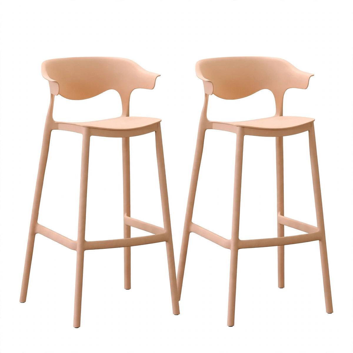 Set de 2 Sillas para Bar Elena, Color Mandarina, Diseño Moderno