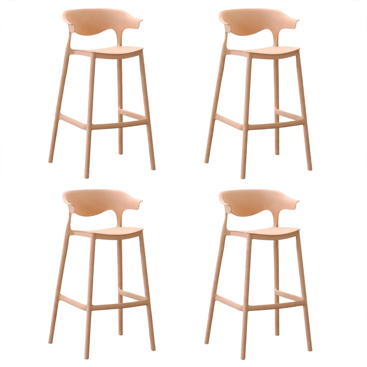 Set de 4 Sillas para Bar Elena, Color Mandarina, Diseño Moderno