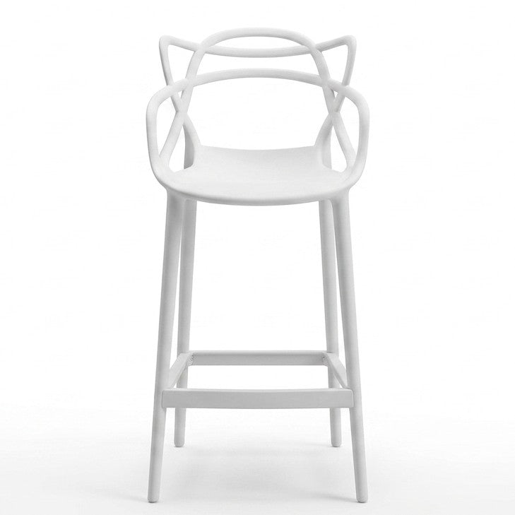 Silla para Bar Palermo, Blanco, con Reposa Pies Doble Propósito
