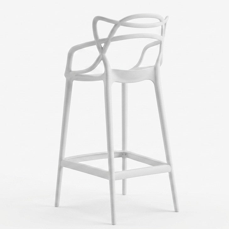 Silla para Bar Palermo, Blanco, con Reposa Pies Doble Propósito