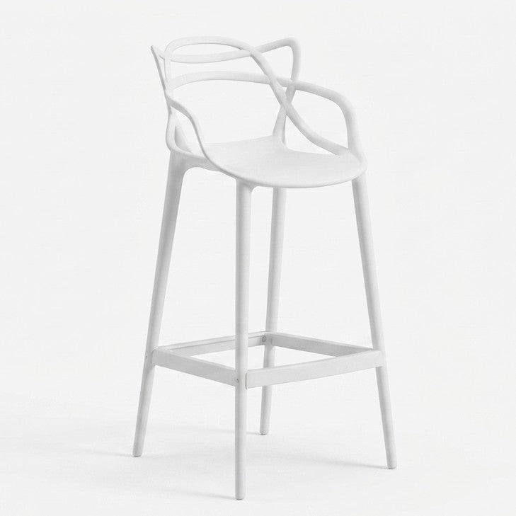 Set de 2 Sillas para Bar Palermo, Blanco, con Reposa Pies Doble Propósito