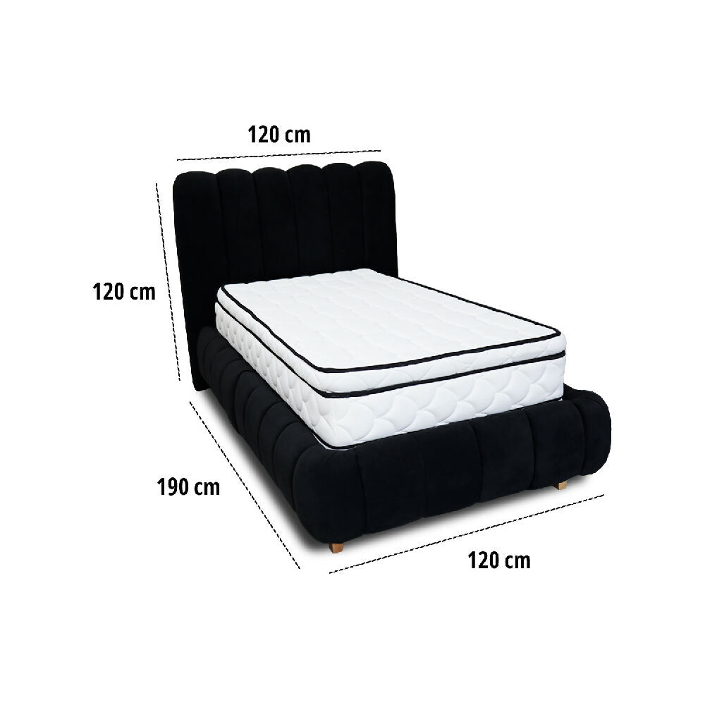 Combo Basecama Praga Modular Negro 120 Semidoble mas Espaldar