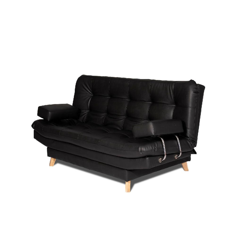 Sofá Cama Valencia Sintético Negro 3 Puestos