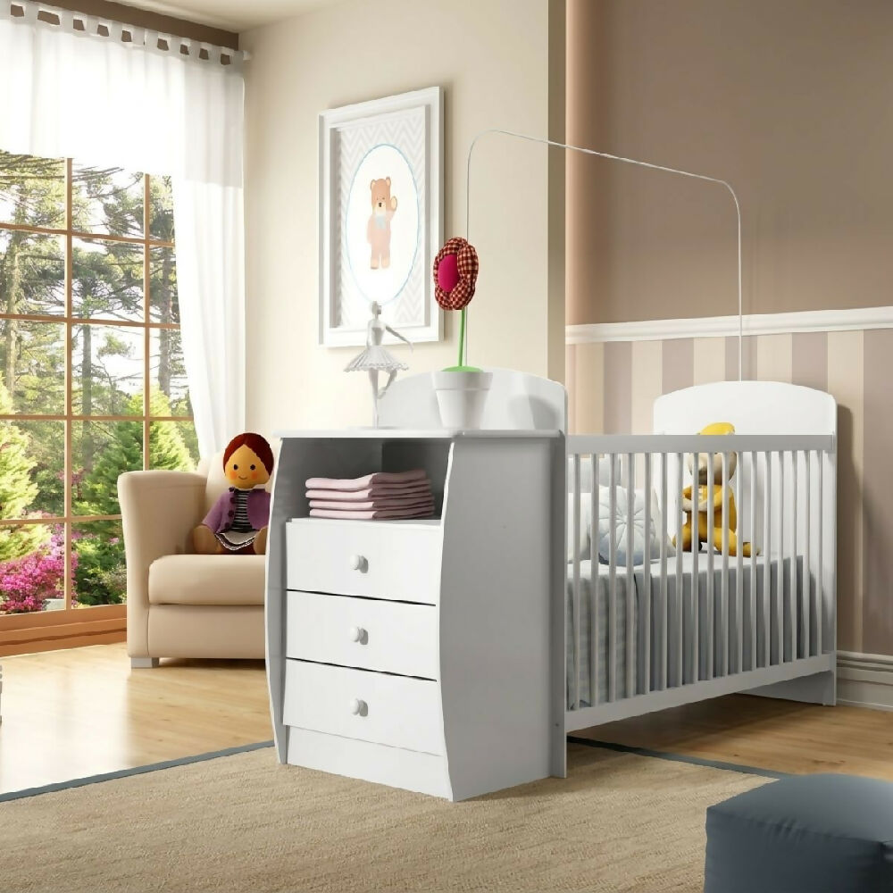 Cuna Bebe Blanca con comoda