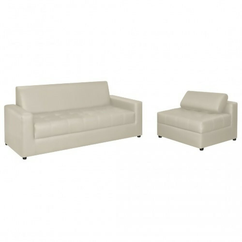 Sofá Alondra L Cuero Sintético Beige 3 Puestos