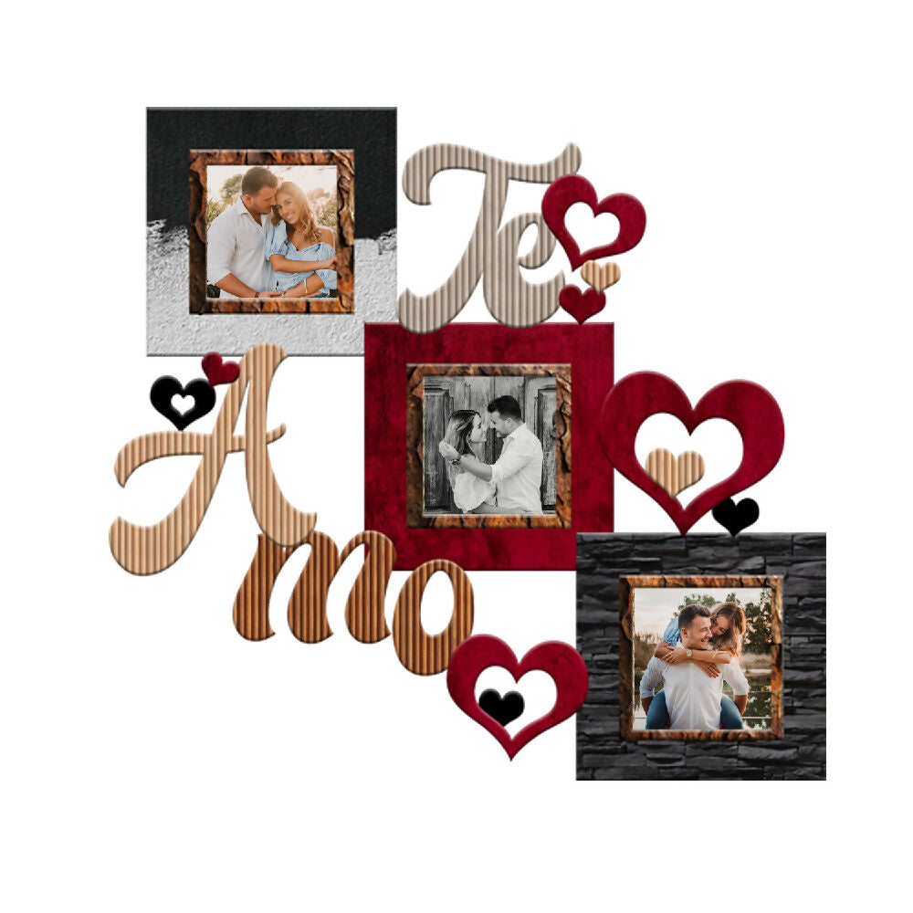 triptico 10x10  Ref te amo rojo negro