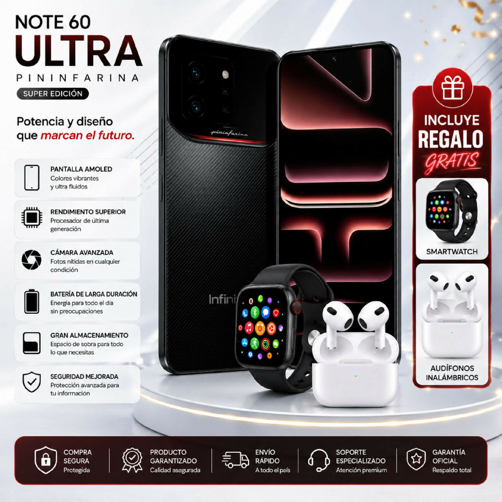 Celular Infinix Note 60 Ultra Edición Especial Cámara De 200MP Negro + 2 Regalos Imperdibles