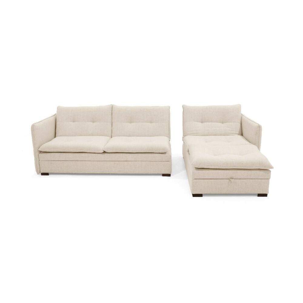 Sofa Cama en L Napoles 269x146x80 Con Baul Izquierdo Tapizado Trigo