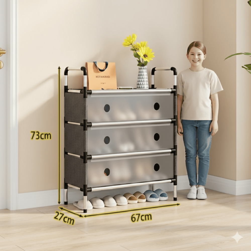 Zapatero Organizador De Lujo 3 Niveles Con Puertas Transparentes Mueble Elegante Para Calzado Con Diseño Moderno