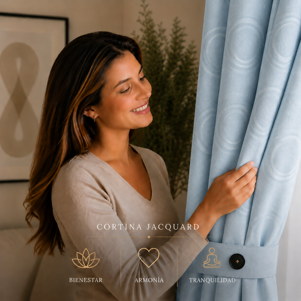 Cortina x2 celeste jacquard