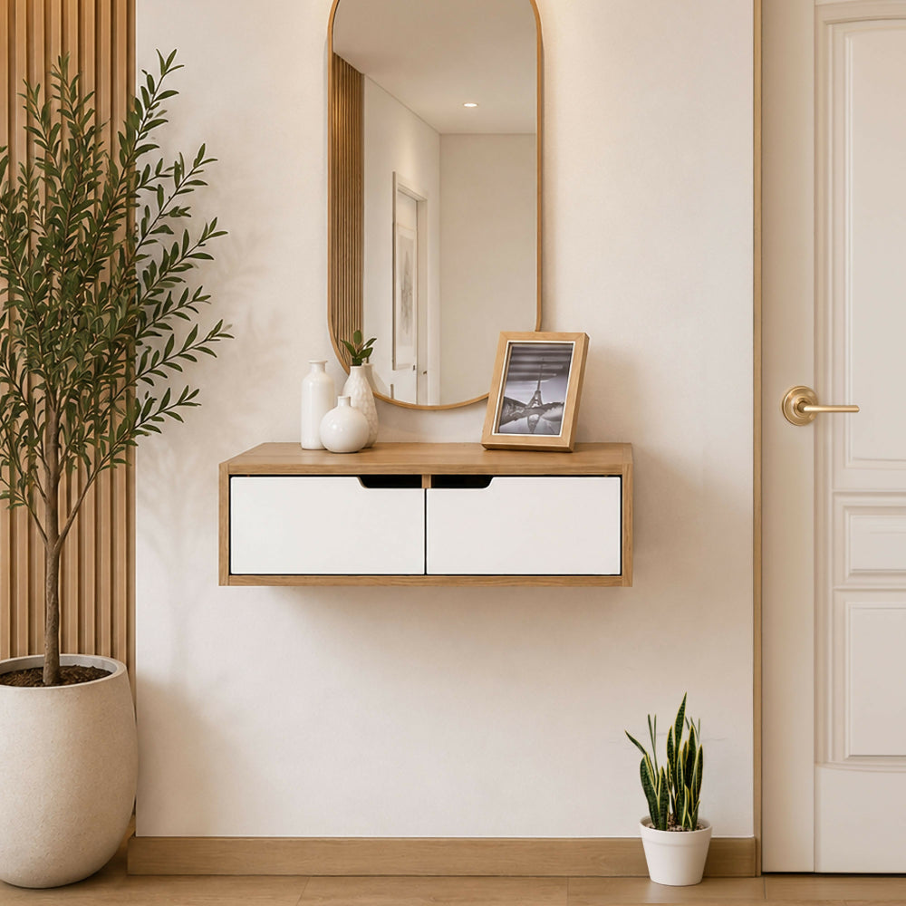 Repisa Innova, Madera Natural + Blanco