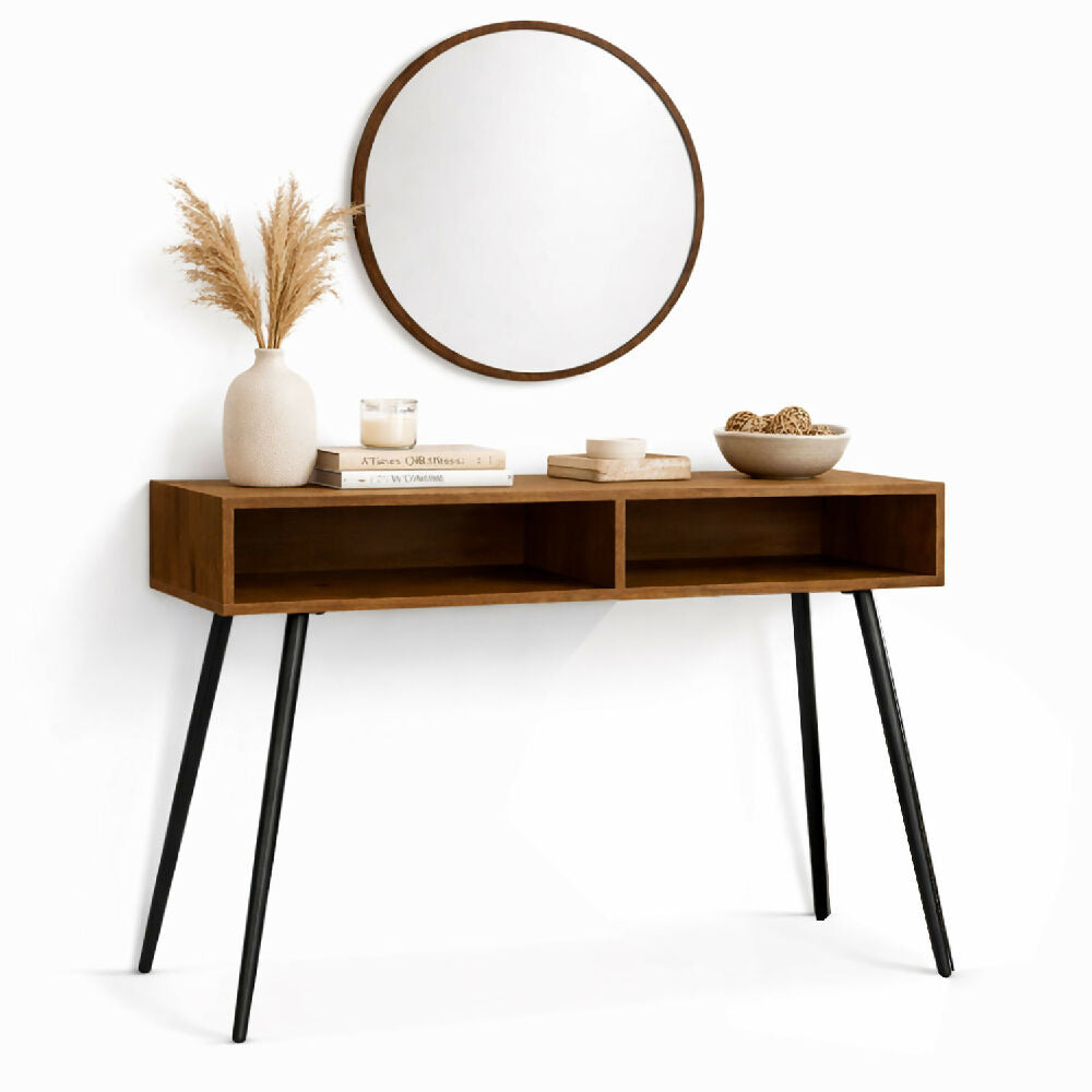 Set Consola 90x100x30cm Recibidor con Espejo Redondo