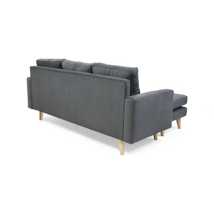 Sofa en L Beira Tela Poliéster Gris