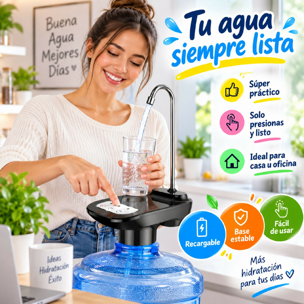 Dispensador De Agua Automatico Botellón Recargable Con Base JR-758
