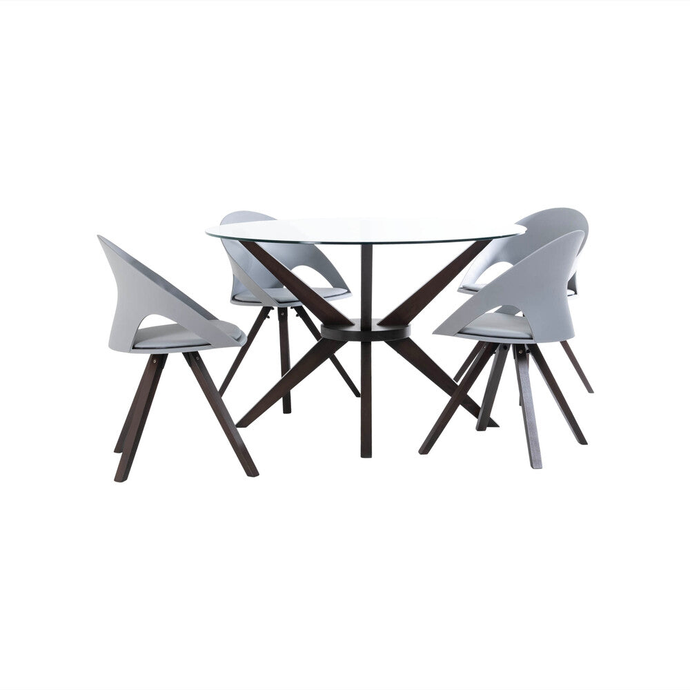Juego de comedor 4 Puestos Redondo Cedro Vidrio Wengue Elliot