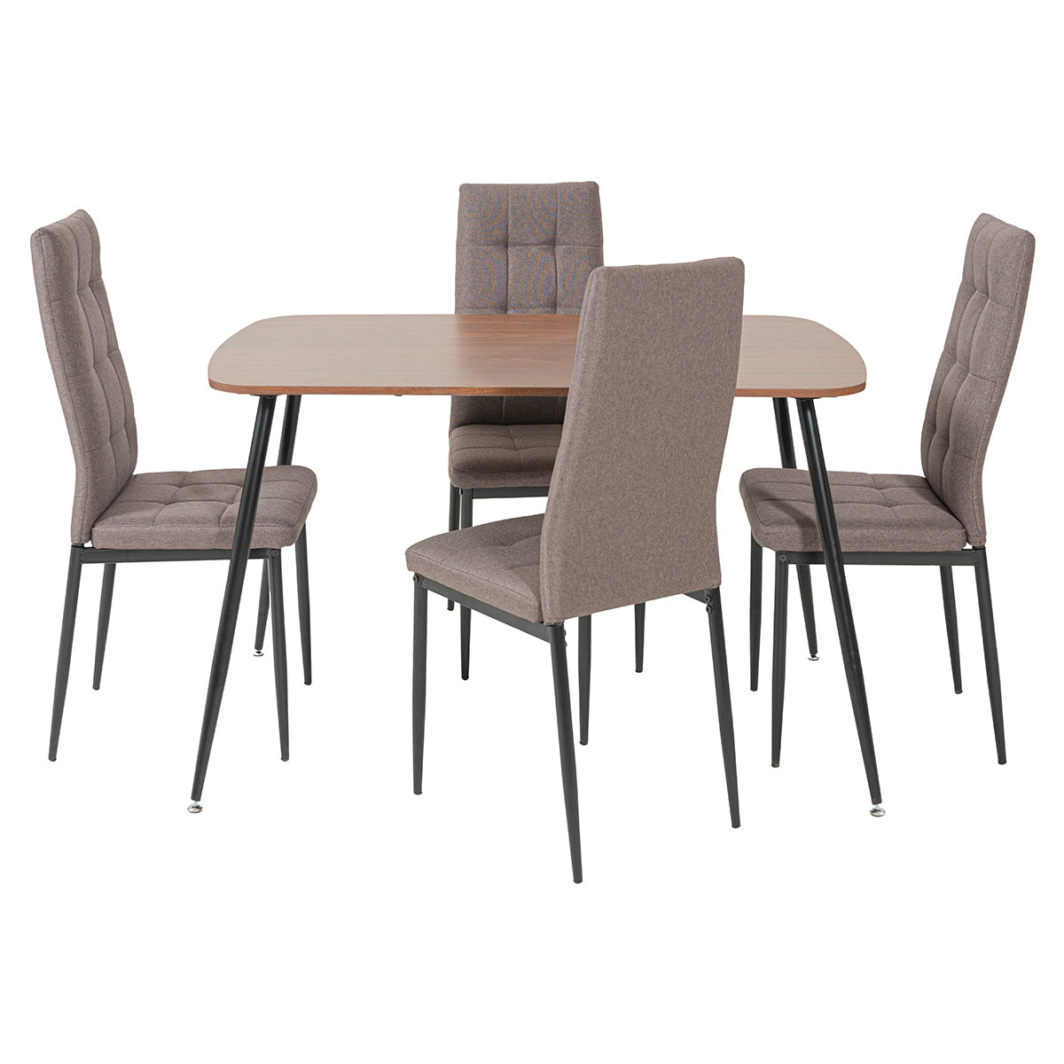 Juego de comedor 4 Puestos Madera Gris Nataniel