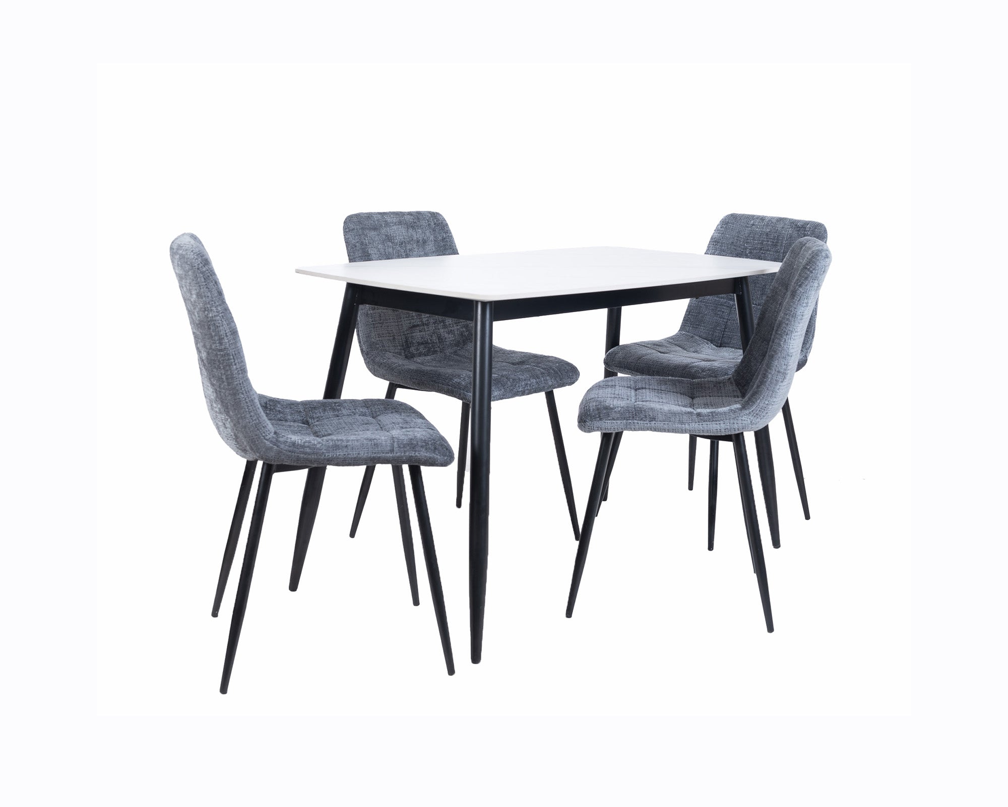 Juego de Comedor 4 Puestos en Piedra Sinterizada Gris Oscuro Adam