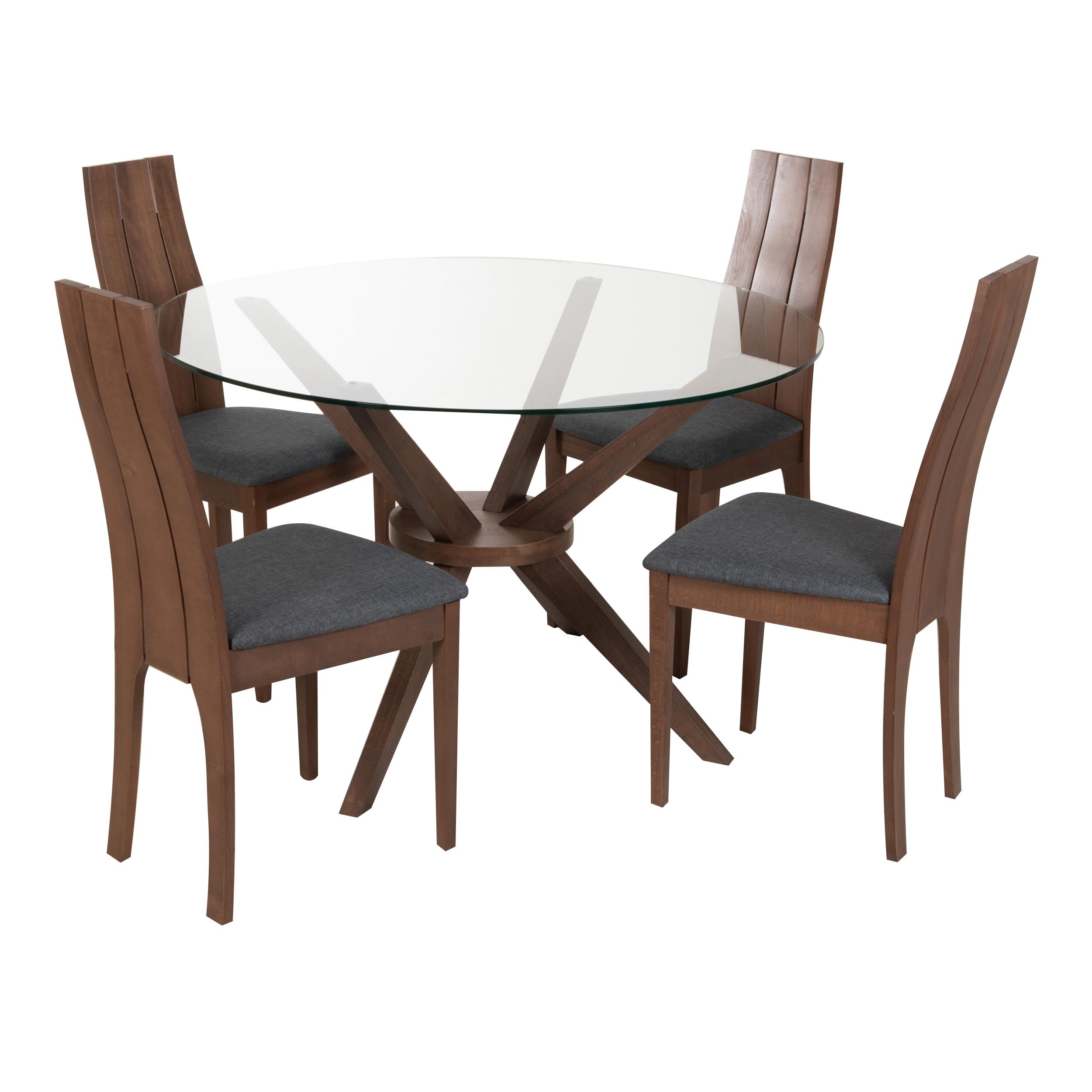 Juego de comedor 4 Puestos Redondo caoba cedro Eder