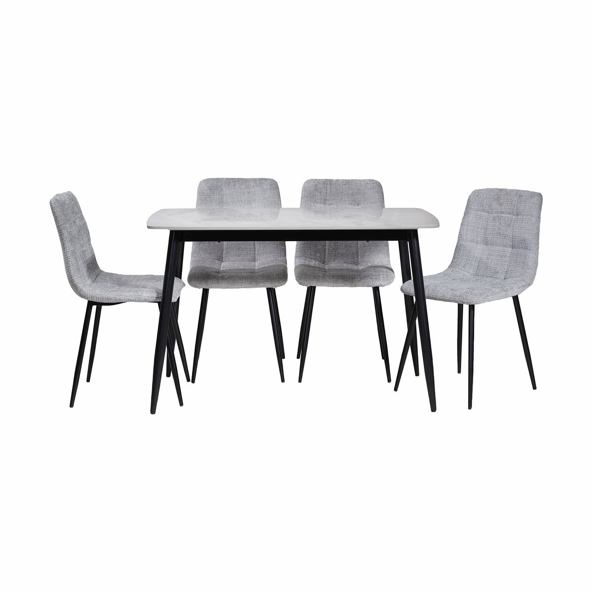 Juego de Comedor 4 Puestos Mesa en Piedra Sinterizada Gris Acilius