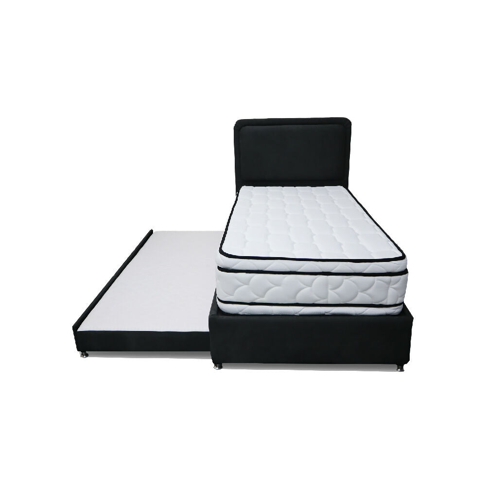 Combo Cama Tarima Nube 100x190 Sencillo Negro mas Espaldar
