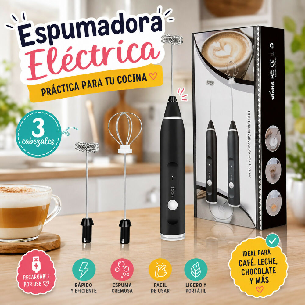 Mini Batidor Espumador Electrico De Leche Y Cafe Portatil A Bateria