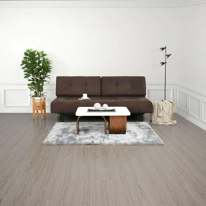 Sofa Cama Siberia Chocolate y Mesa de Centro Ark Blanco