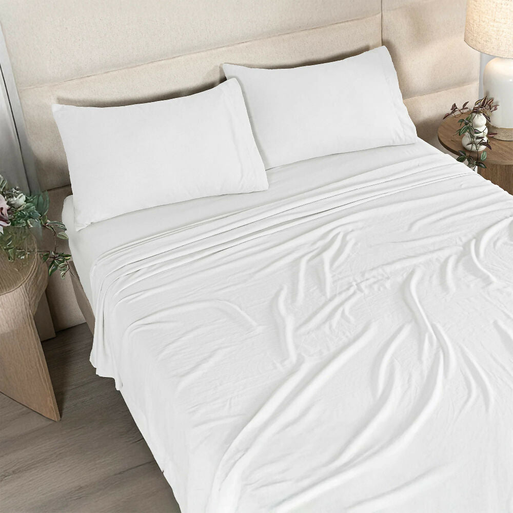 Sábanas Viasoft Washed Blanco, para Cama Sencilla