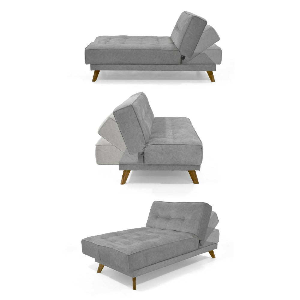 Sofa Cama Petra 177x89x83 Reclinable 5 Posiciones Tela Gris