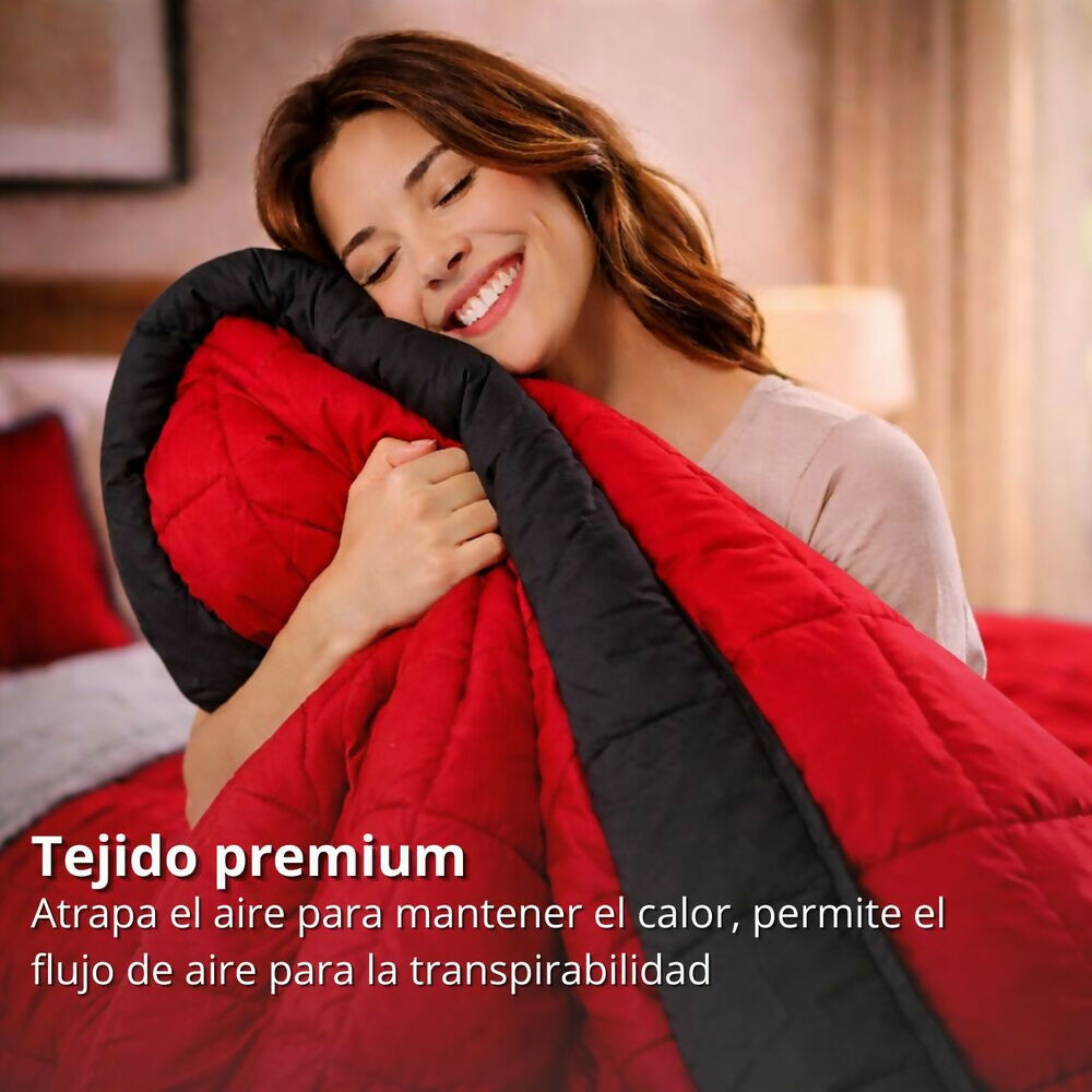 Edredon cubrelecho doble rojo negro doble faz