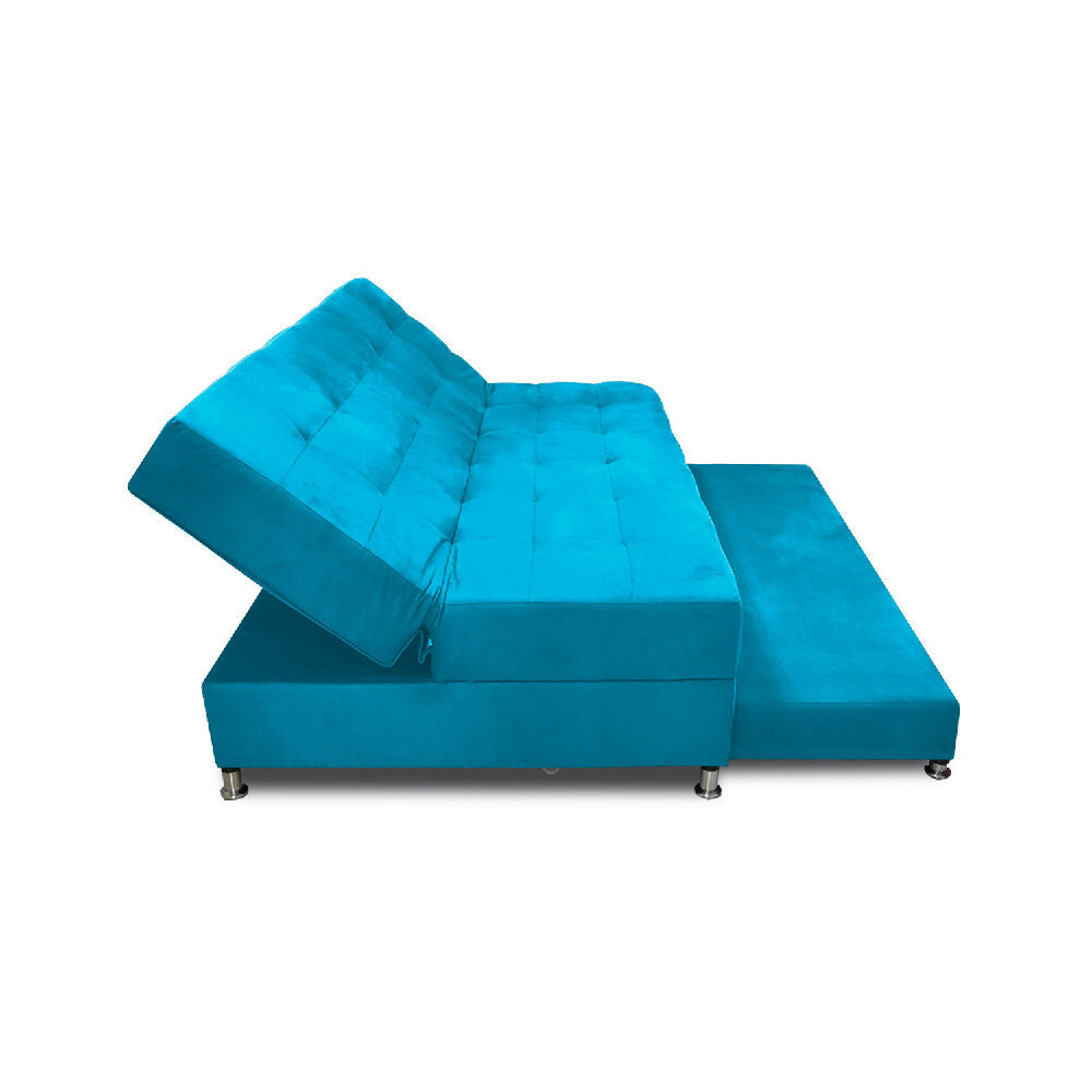 Sofá Cama Tarima Haller Tela Velvet 190X95X80 Turqueza