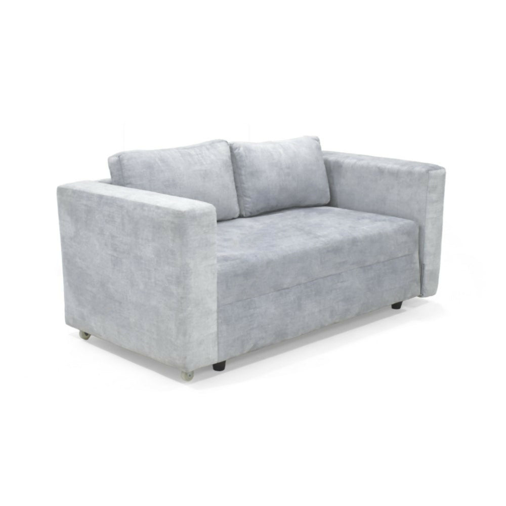 Sofa Cama Baxter 160x80x68 Con Baul Tela Plata