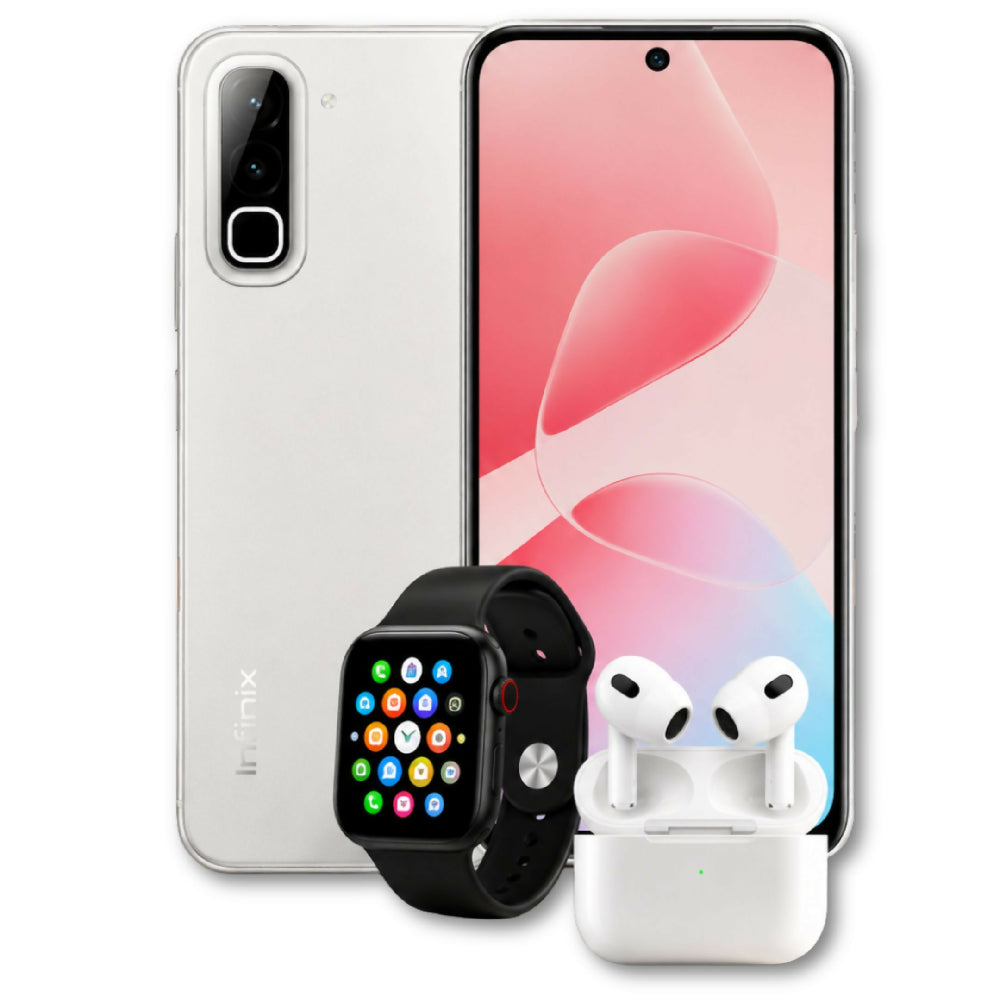 Celular Infinix Hot 70 256GB 4GB RAM Blanco + Obsequio De Audífonos Y Reloj