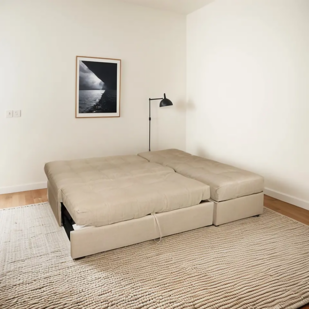 Sofá Cama Angela En L Con Brazos Antifluidos Beige