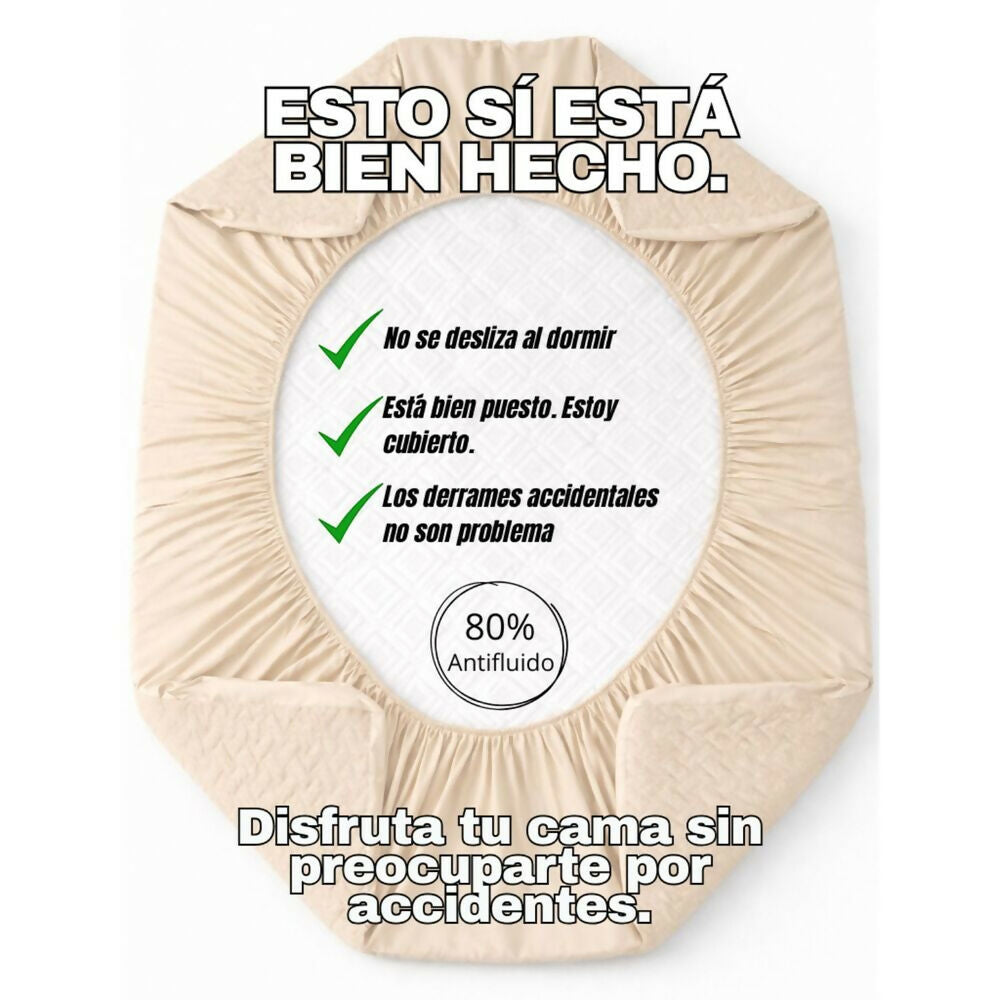 Combo protector colchon queen antifluido beige 160x190cm
