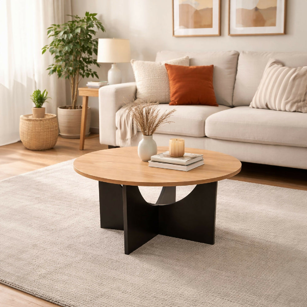 Mesa de Centro Viña madera Natural y Negro