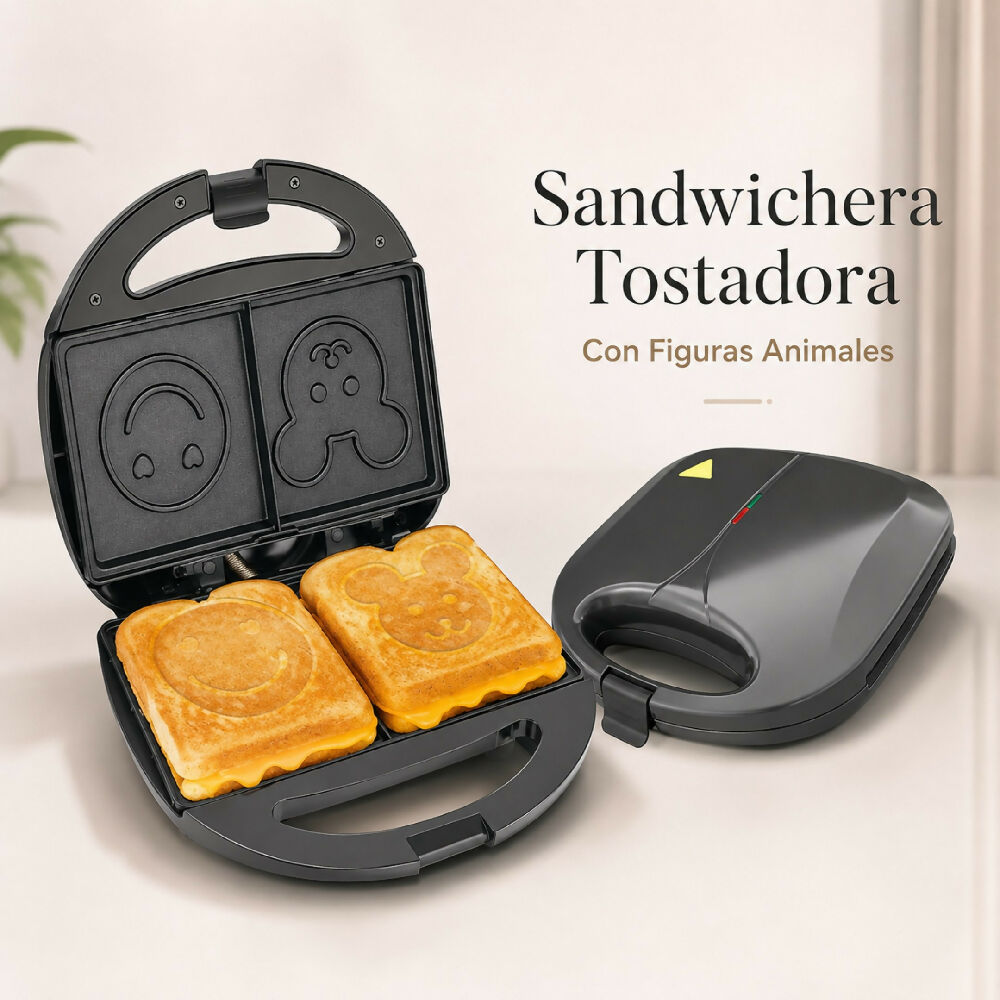 Sandwichera Eléctrica Con Figuras De Animales Tipo Tostadora Intercambiables