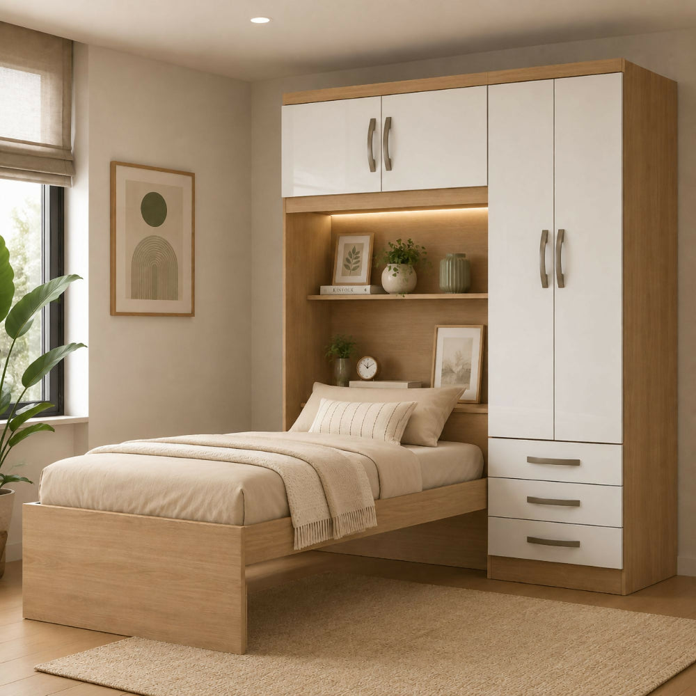 Closet con cama - Almendra/Blanco Apagado