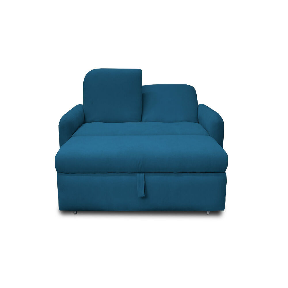 Sofacama Nube Multifuncional Carrito Reclinable Azul Petróleo + Cojines