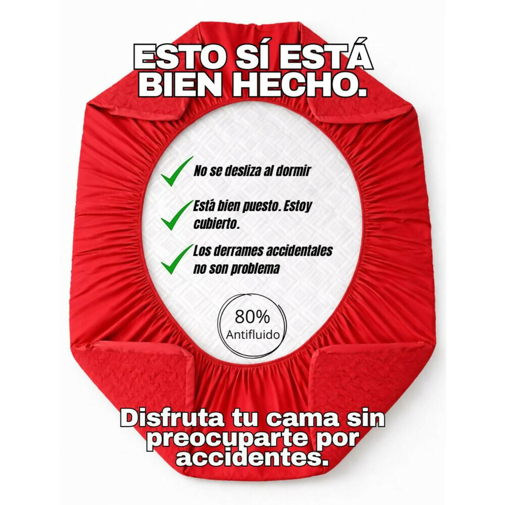 Combo protector colchon king antifluido rojo 200x200cm