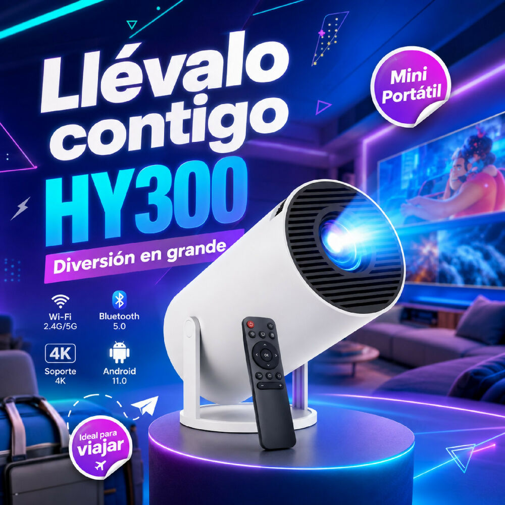 Mini Proyector Portátil Inteligente Hy300 Con Android Y Conexión Wifi