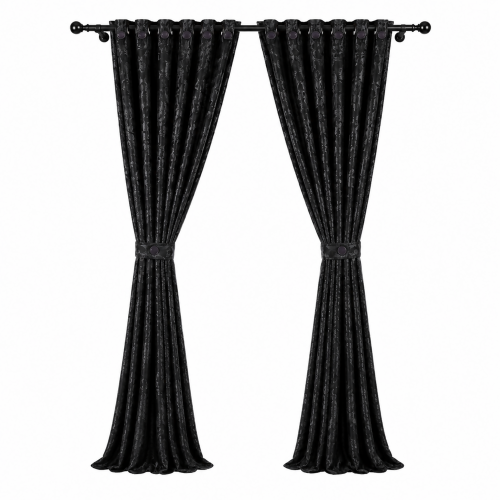 Cortina x2 negra jacquard