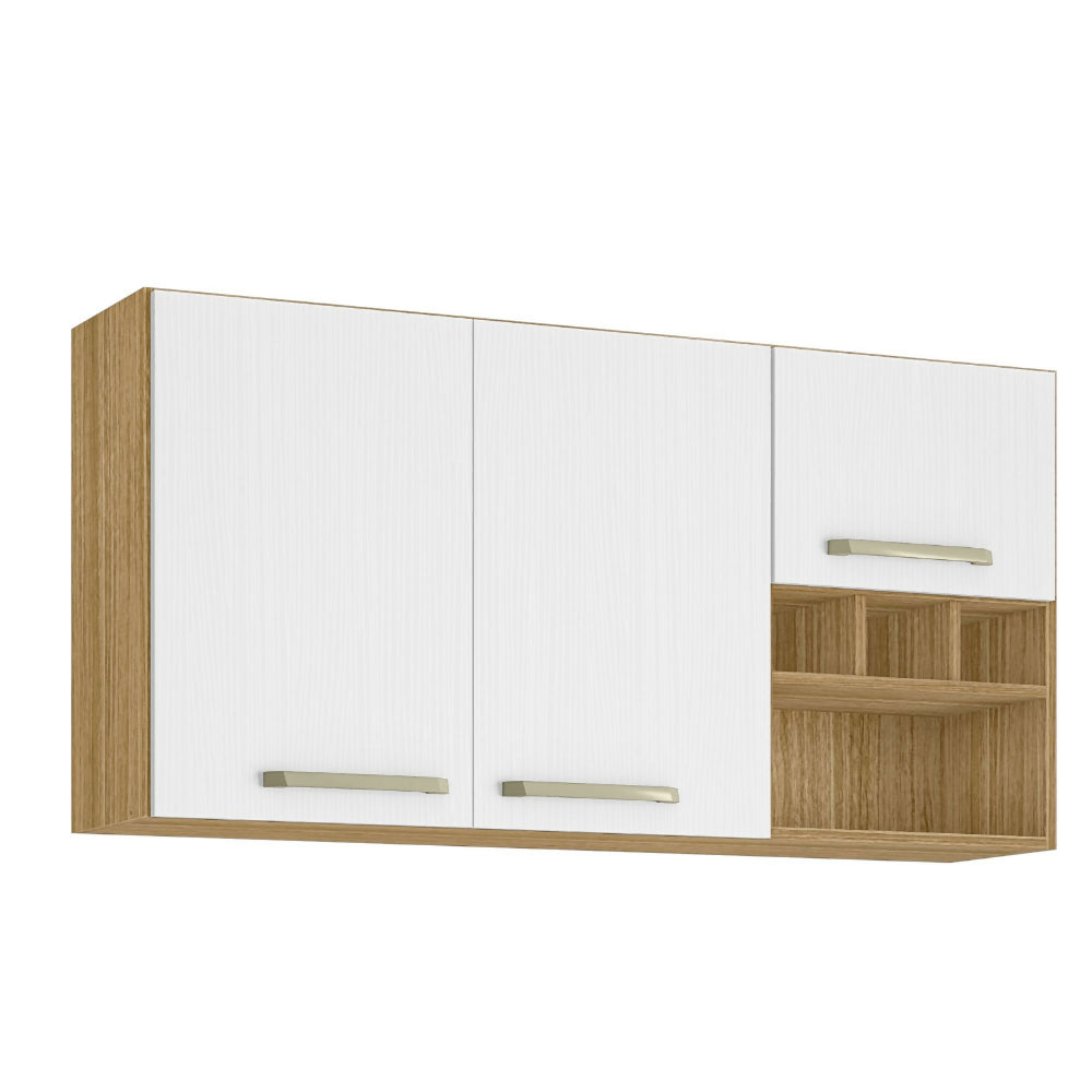 Cocina 120cm Lirio 6 puertas 2 cajones - Natural/blanco
