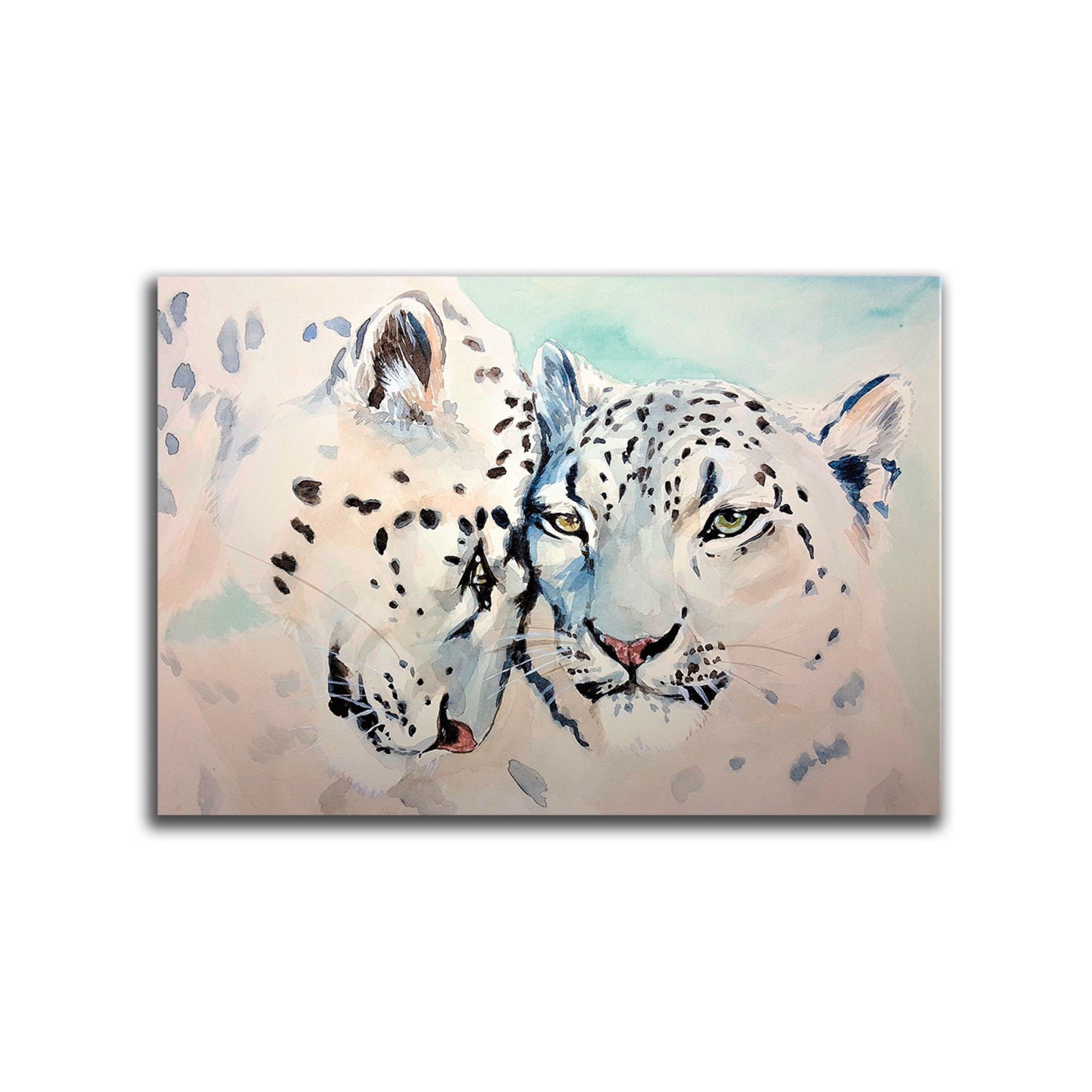 Cuadro Decorativo Leopardo Acuarela XL 120X80 cm - Impresion en Tela