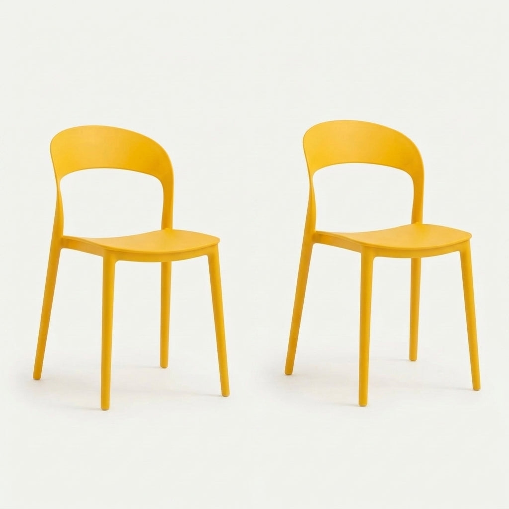 Set de 2 Sillas Patrick, Color Naranja, con Espaldar y Diseño Moderno