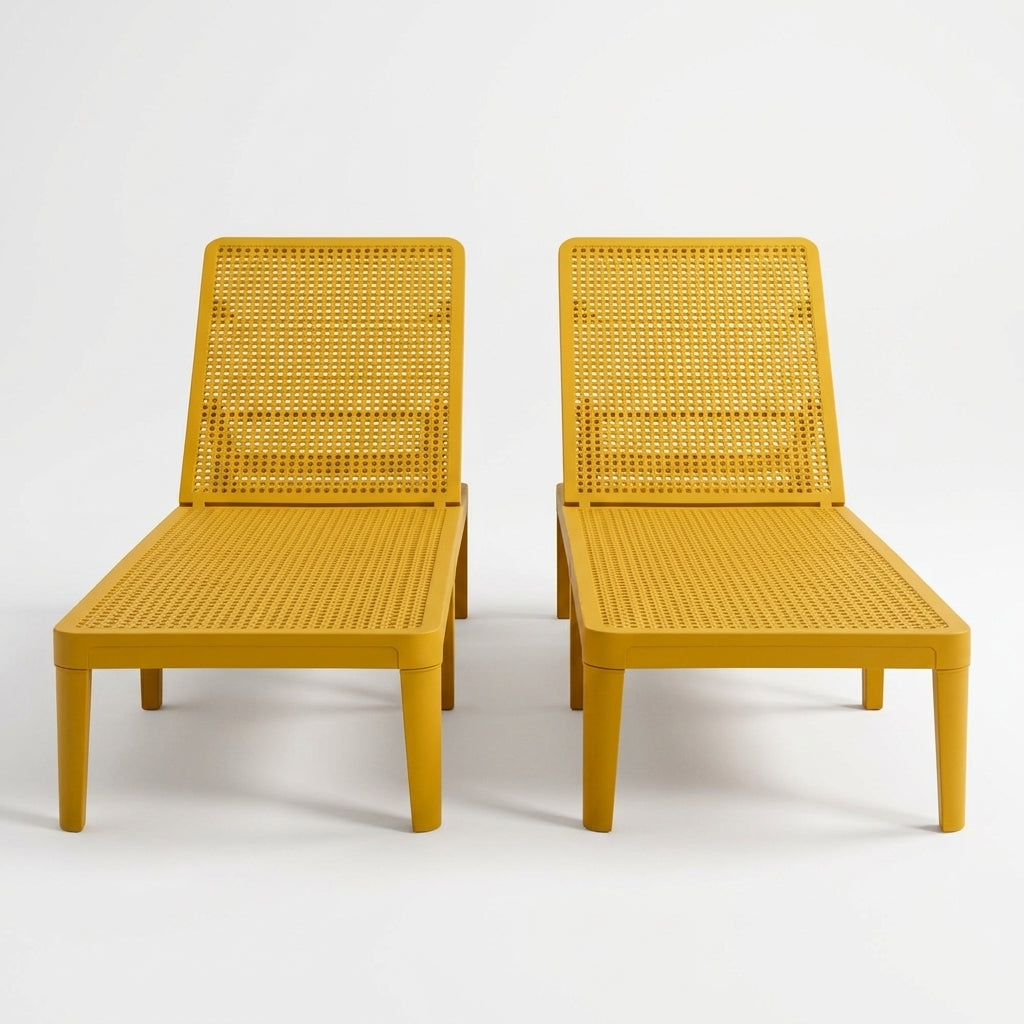 Set de 2 Camas Asoleadoras Delhi, Amarillo, Diseño Minimalista