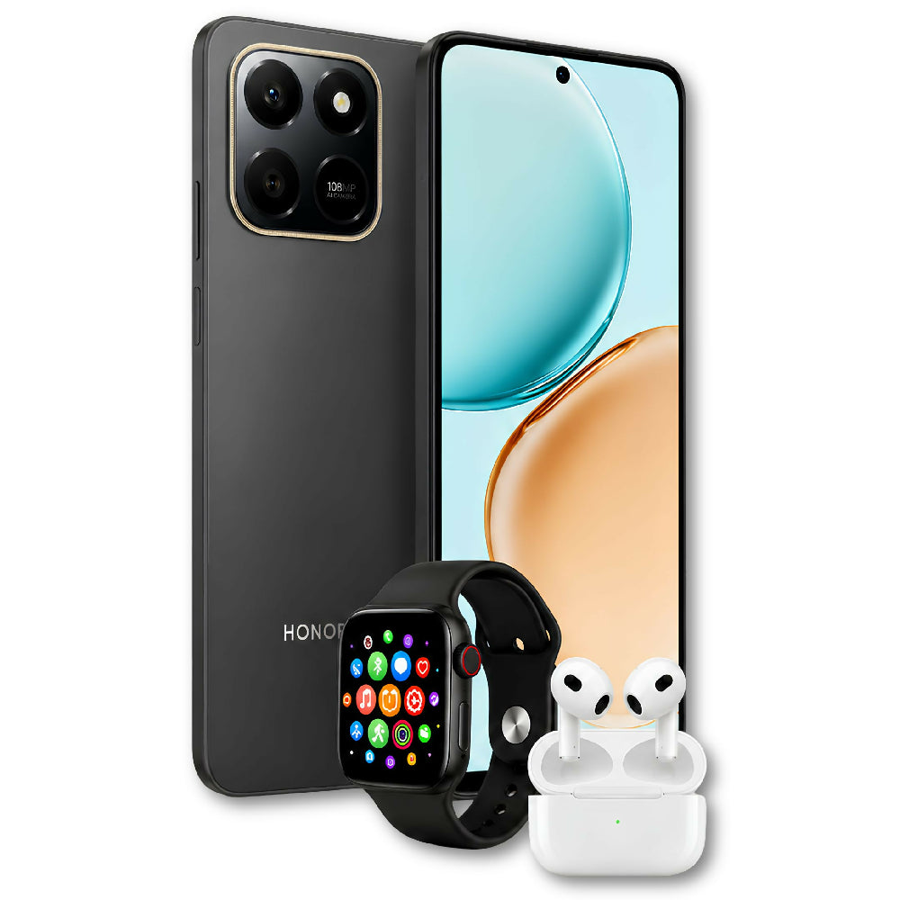 Celular Honor X7d 256gb Negro + 8gb Ram + Smartwatch Y Audífonos Gratis