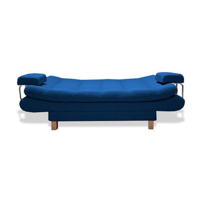 Sofacama Marti 3 Posiciones Con Brazos Extraíbles Azul Petróleo + Cojines