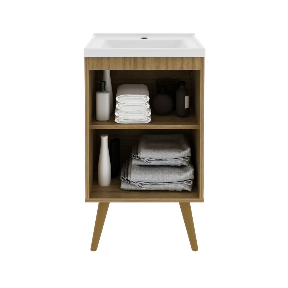 Mueble de baño con lavamanos Nexo - Almendra/Blanco