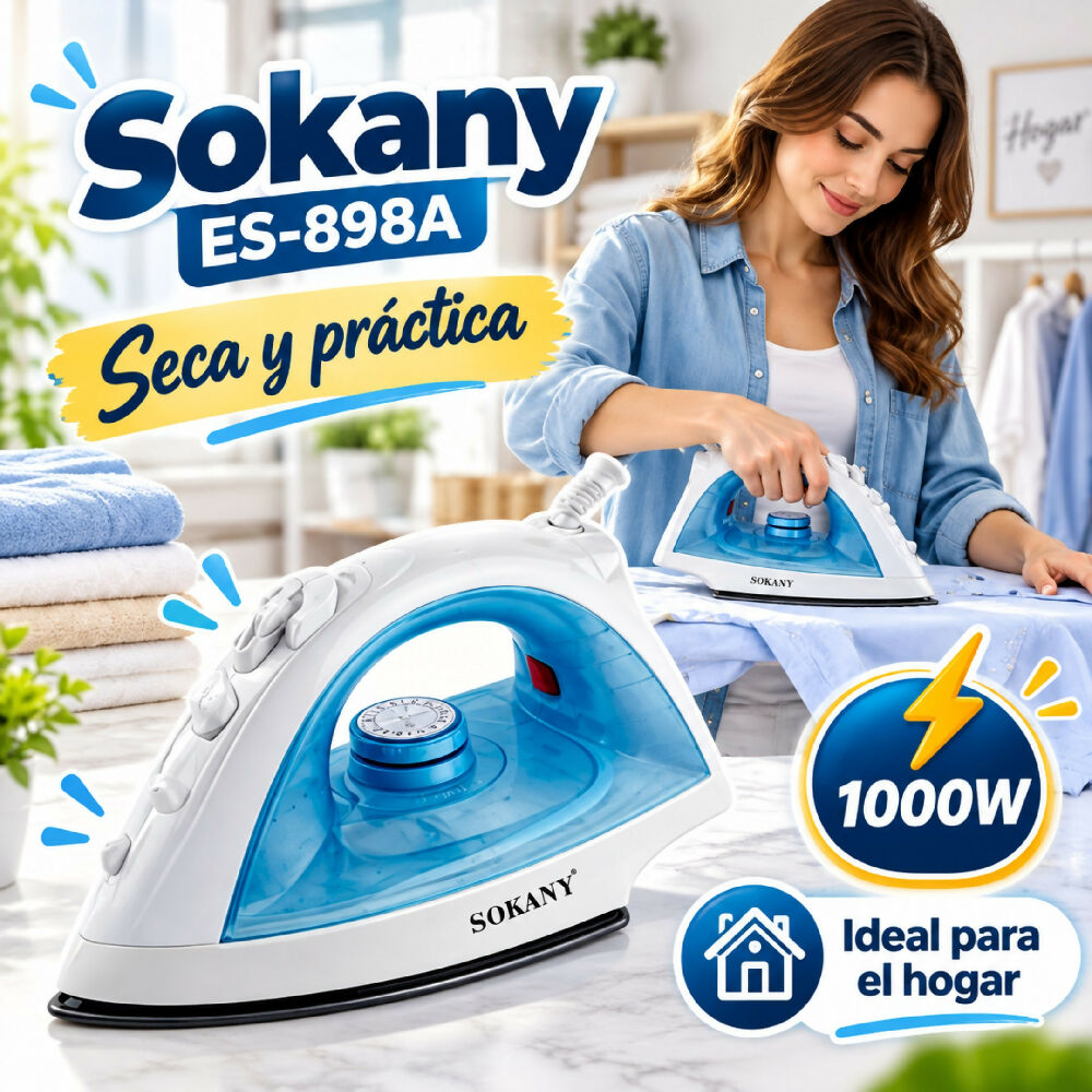 Plancha Doméstica Sokany ES-898A Tradicional De Ropa En Seco 1000W