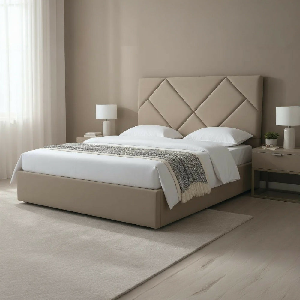 Cabecero cama doble Beige tapizado formas Uddine 150 cm
